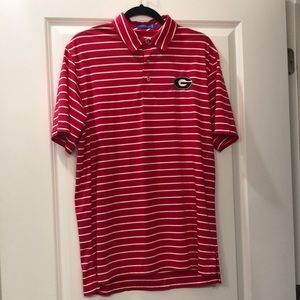 Mens Red and White UGA Southern Tide Polo - Size Medium